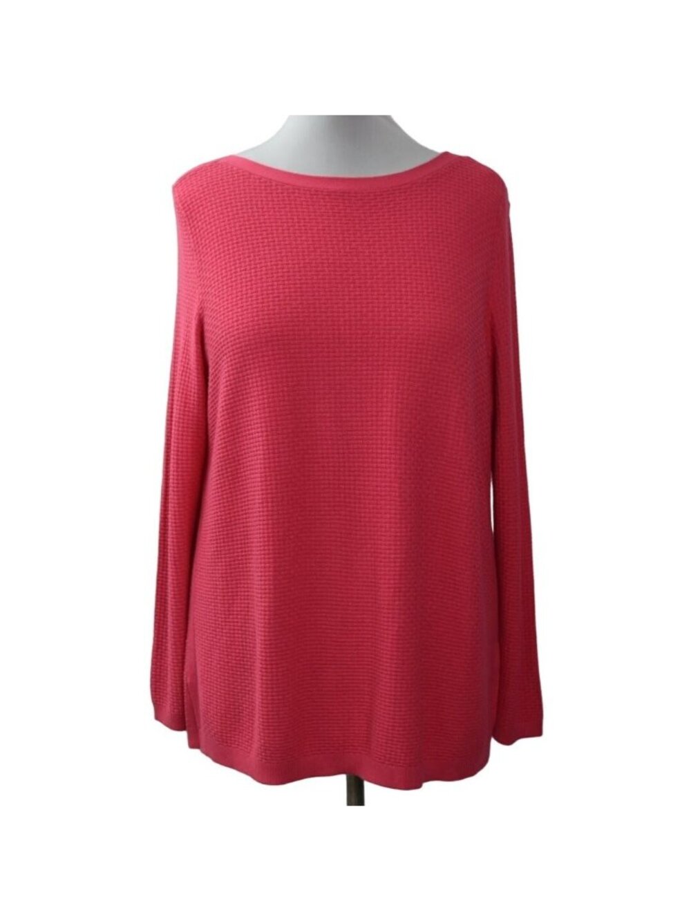 Talbots Sweater Womens XL Waffle Knit Crew Neck Long Sleeve Pink